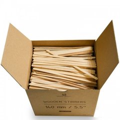 Мішалка дерев'яна PREMIUM 140 x 7 x 1,8 мм 1000 шт у картонній коробці