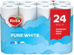 Туалетний папір Ruta PURE WHITE 3 шари 24 рулони