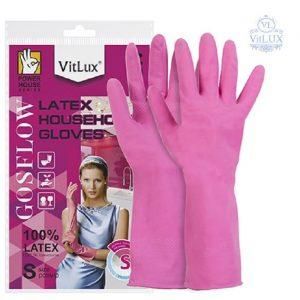 VITLUX Перчатки прочные с напылением розовые 1 пара L