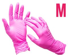 Перчатки нитриловые розовые 100 шт в уп. размер M
