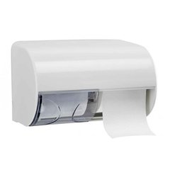 Держатель бумаги туалетной стандарт горизонтальный пластик белый 2 рулона с гильзой Acqualba